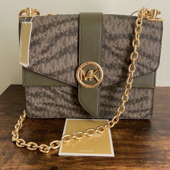 NWT MSRP$ 398 Michael Kors Olive Greenwich Small Crossbody Bag - Picture 1 of 5